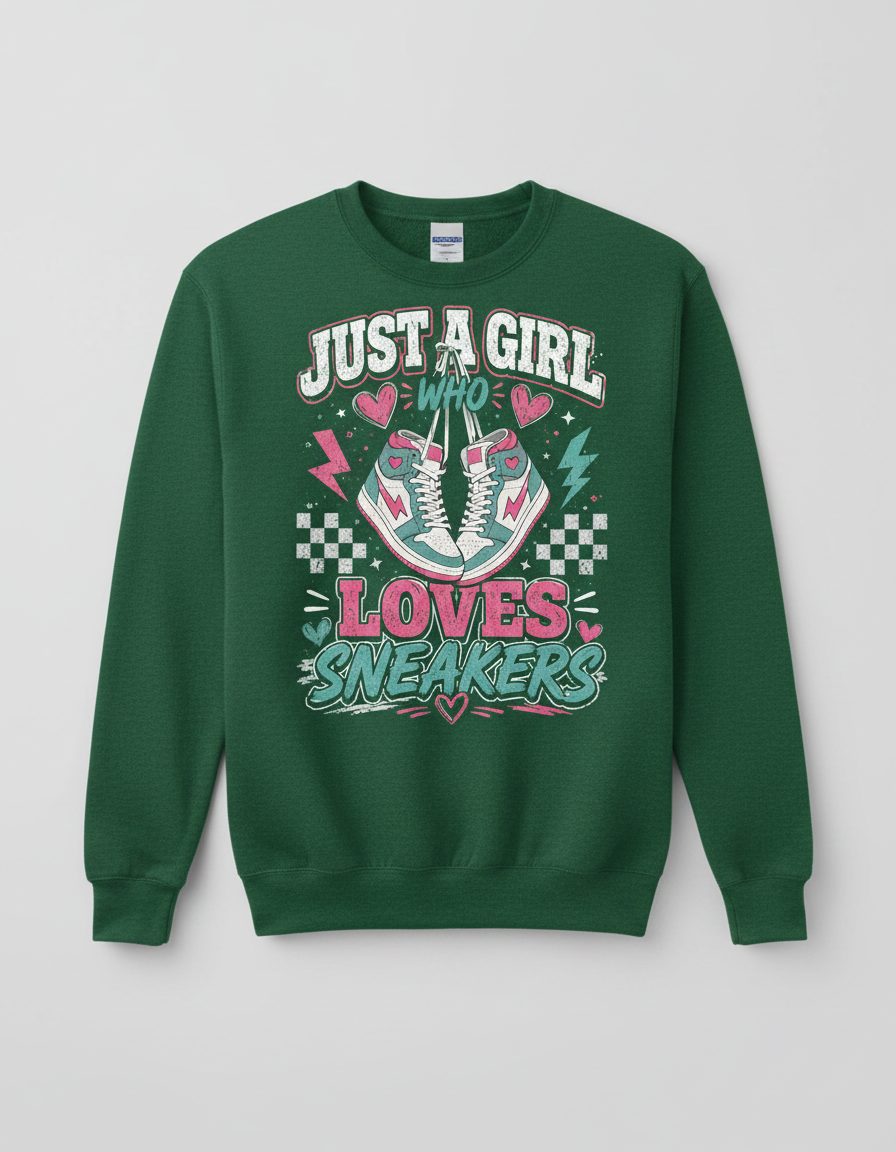 Sneakers Retro Sneakerheads Sweatshirt - product mockup - Forest Green