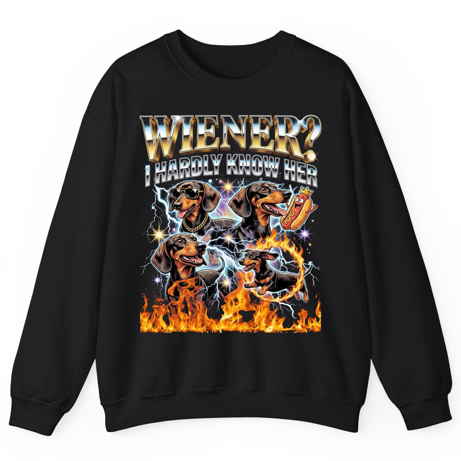 Wiener I Hardly Know Her dachshund Sweatshirt Black product mockup