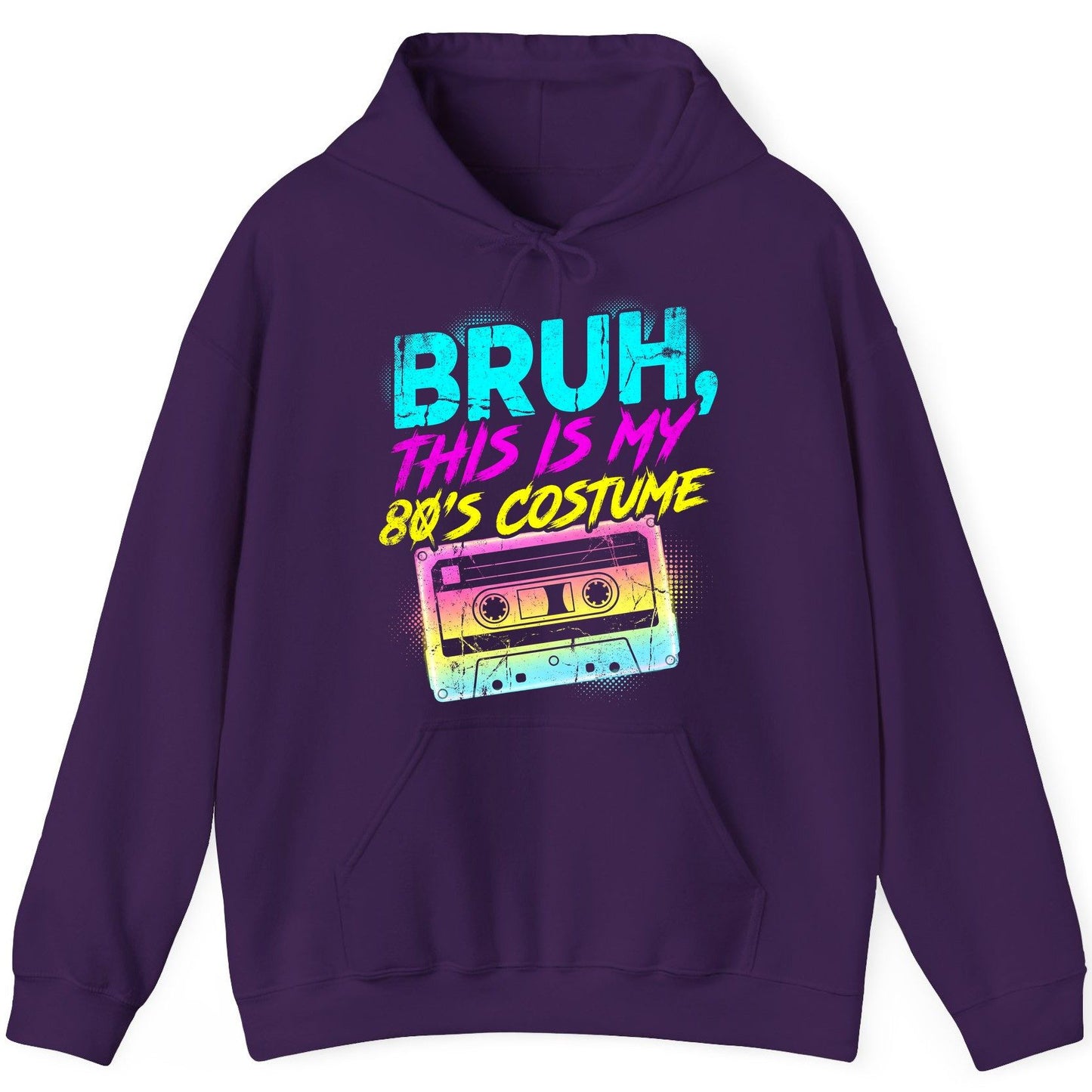 BRUH, THIS IS MY 80'S COSTUME 1980s nostalgia Hoodie Purple product mockup