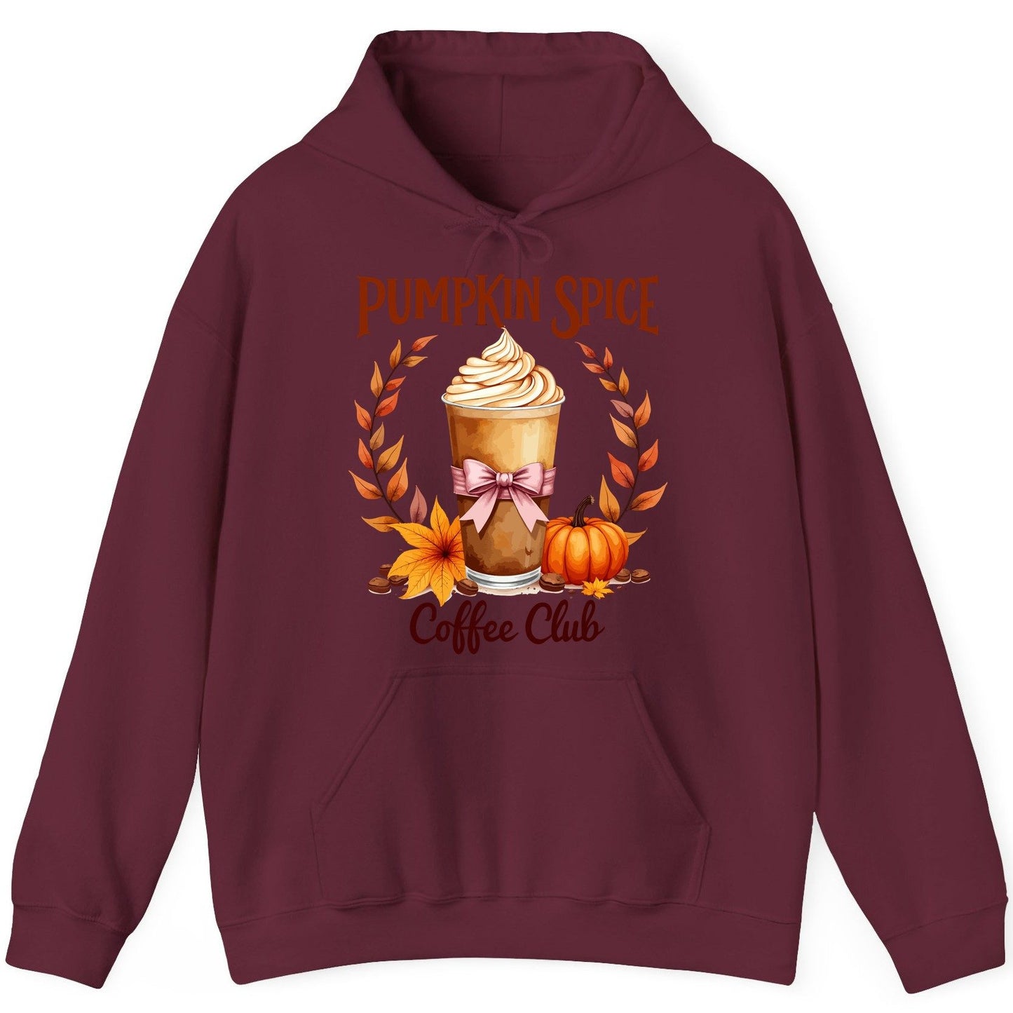 Pumpkin Spice Coffee Club pumpkin spice latte Hoodie Maroon product mockup