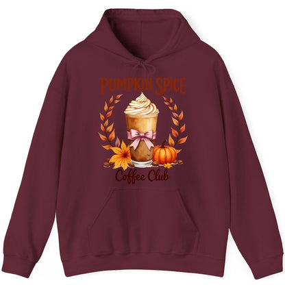 Pumpkin Spice Coffee Club pumpkin spice latte Hoodie Maroon product mockup