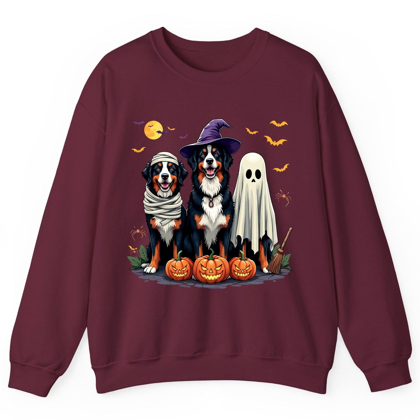 Halloween Bernese Mountain Dogs bernese mountain dog Sweatshirt Maroon product mockup