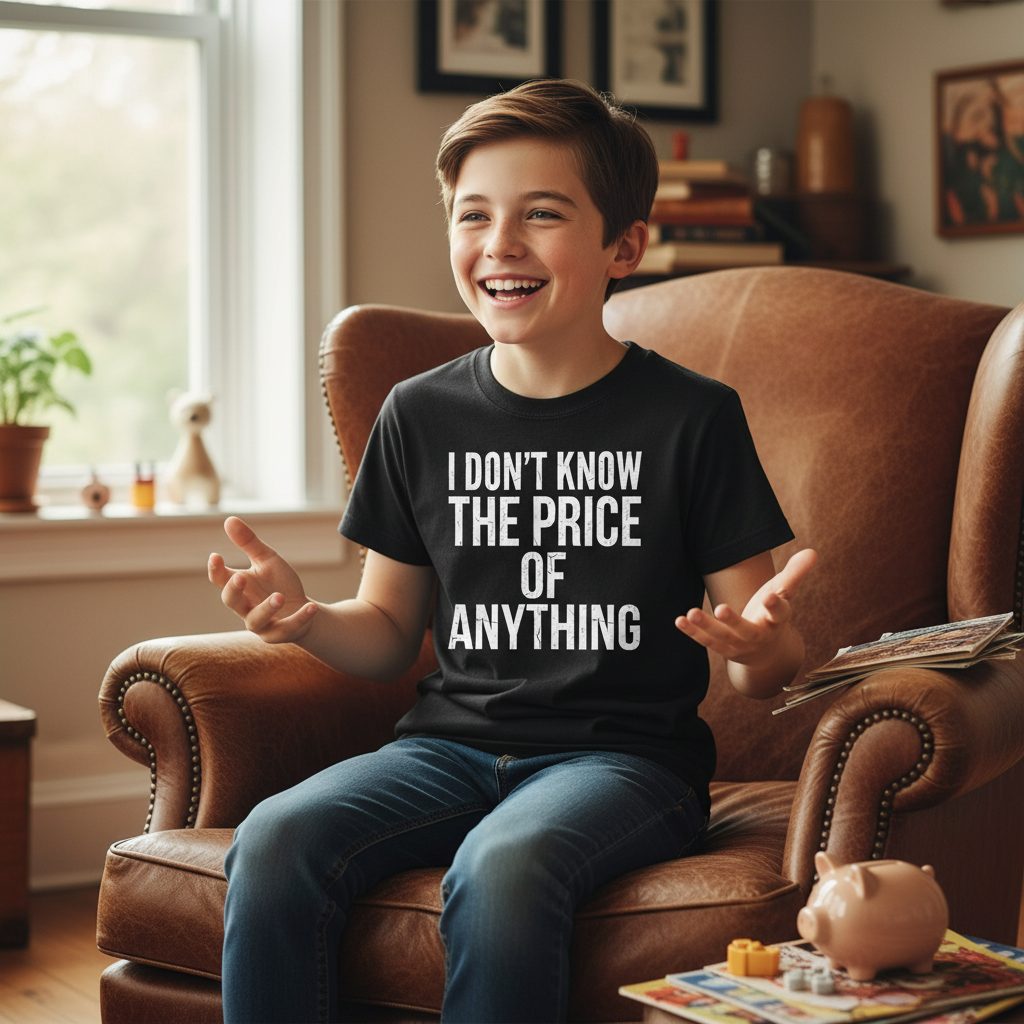 I DON'T KNOW THE PRICE OF Anything Funny Sarcastic Humor Youth T-Shirt - lifestyle model mockup - Black