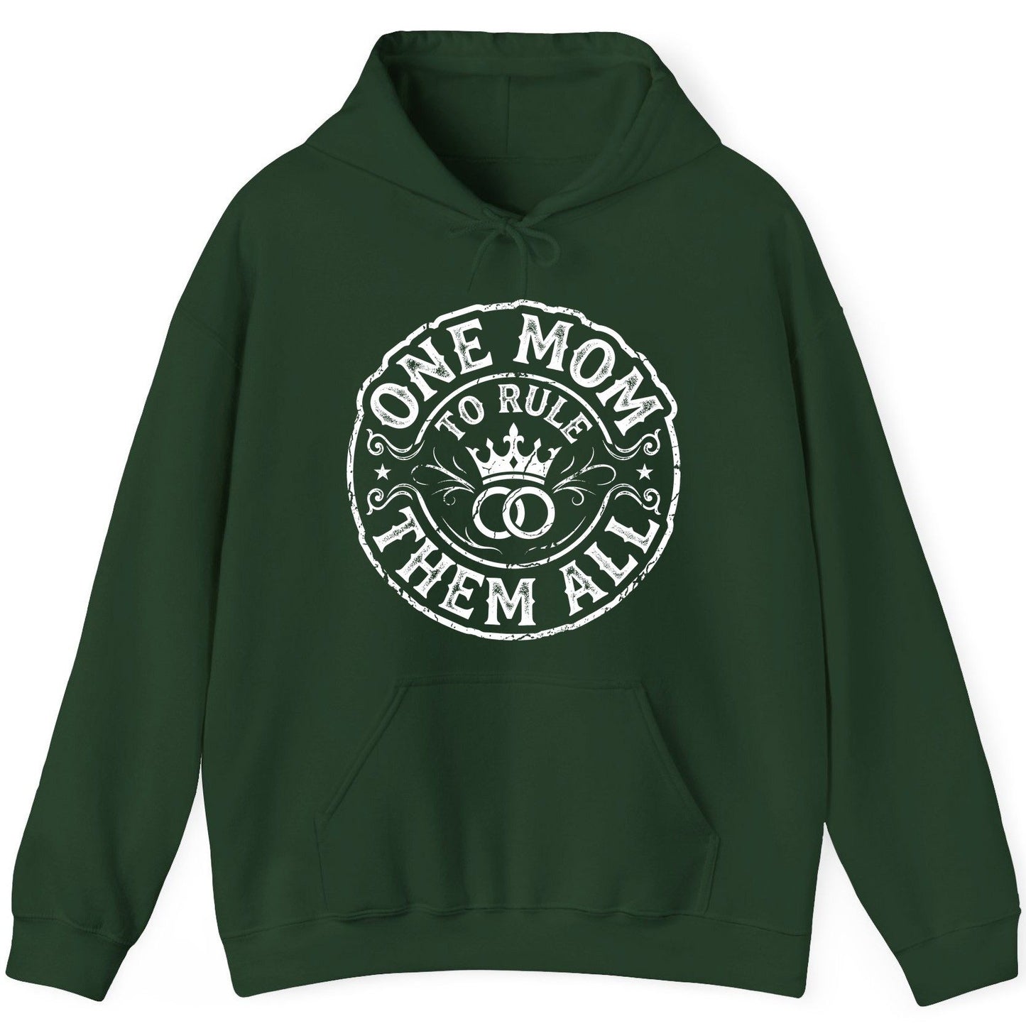 One Mom to Rule Them All Funny Moms Hoodie - product mockup - Forest Green