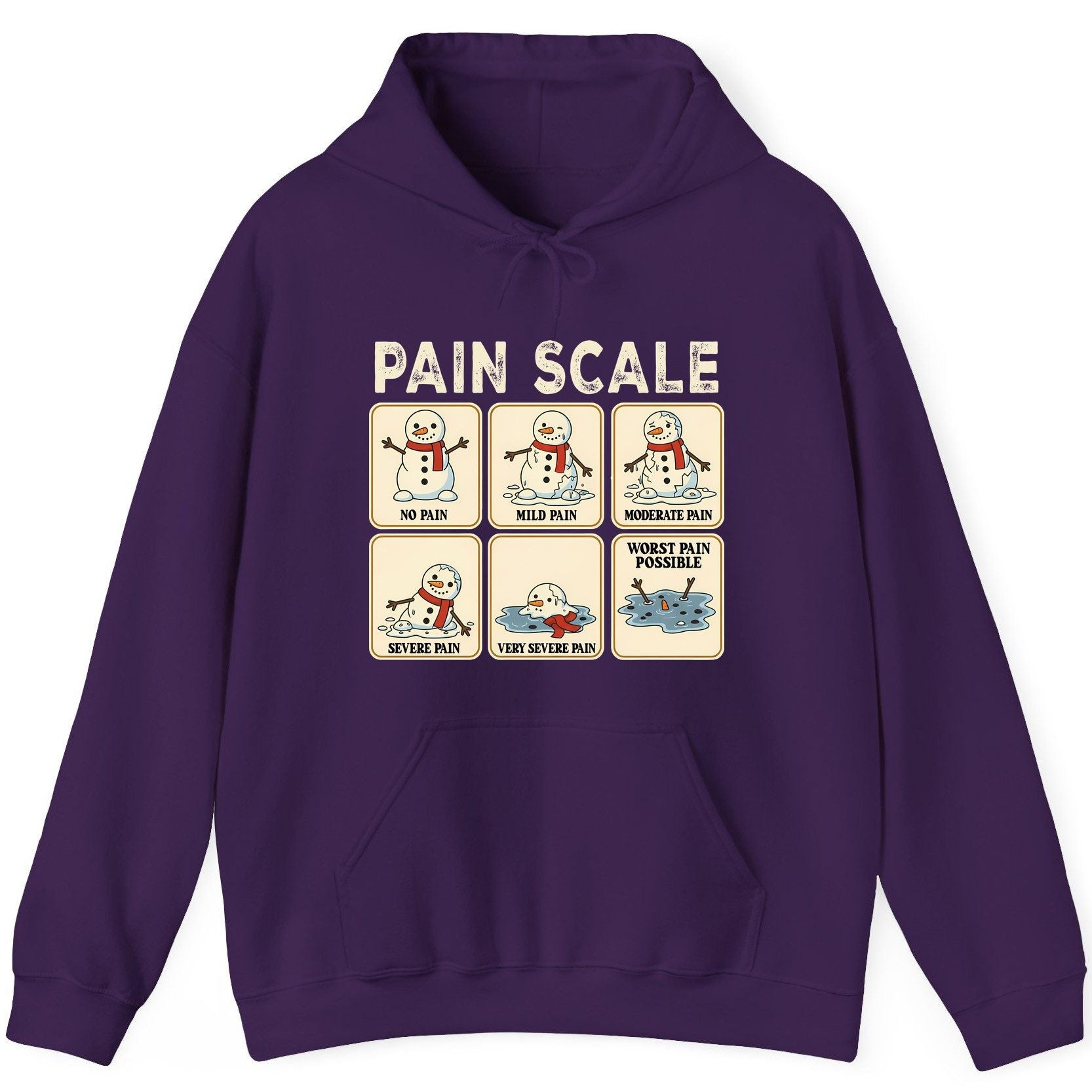 Pain Scale No Pain Mild Pain Moderate Pain Severe Pain Very Severe Pain Worst Pain Possible snowman Hoodie Purple product