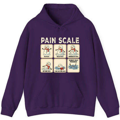 Pain Scale No Pain Mild Pain Moderate Pain Severe Pain Very Severe Pain Worst Pain Possible snowman Hoodie Purple product