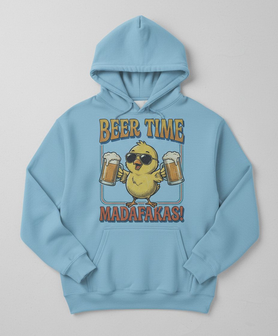 Funny Chick drinking beer Chick Hoodie - product mockup - Light Blue