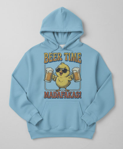 Funny Chick drinking beer Chick Hoodie - product mockup - Light Blue
