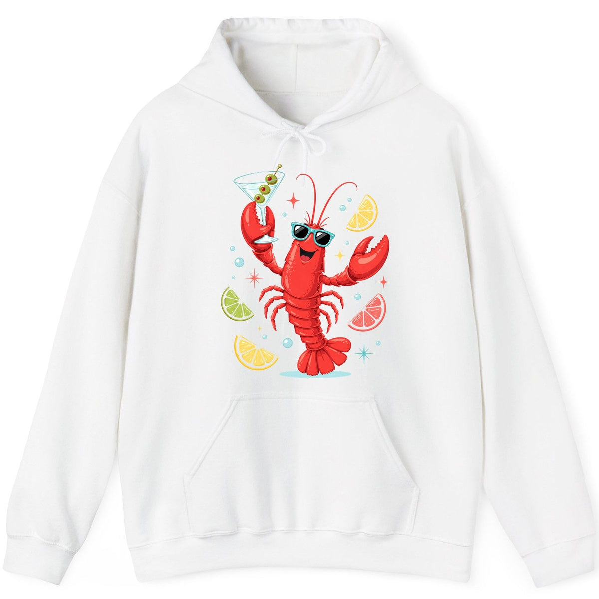 Cartoon Lobster Party lobster Hoodie White product mockup
