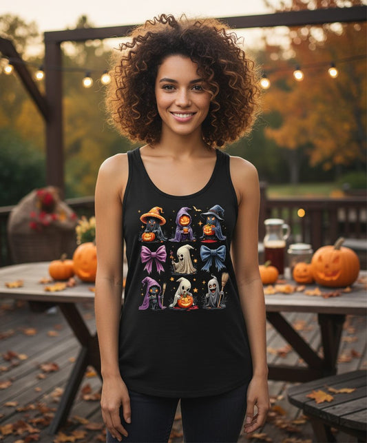 Spooky Cute Halloween Characters Halloween characters Tank Top Black lifestyle mockup