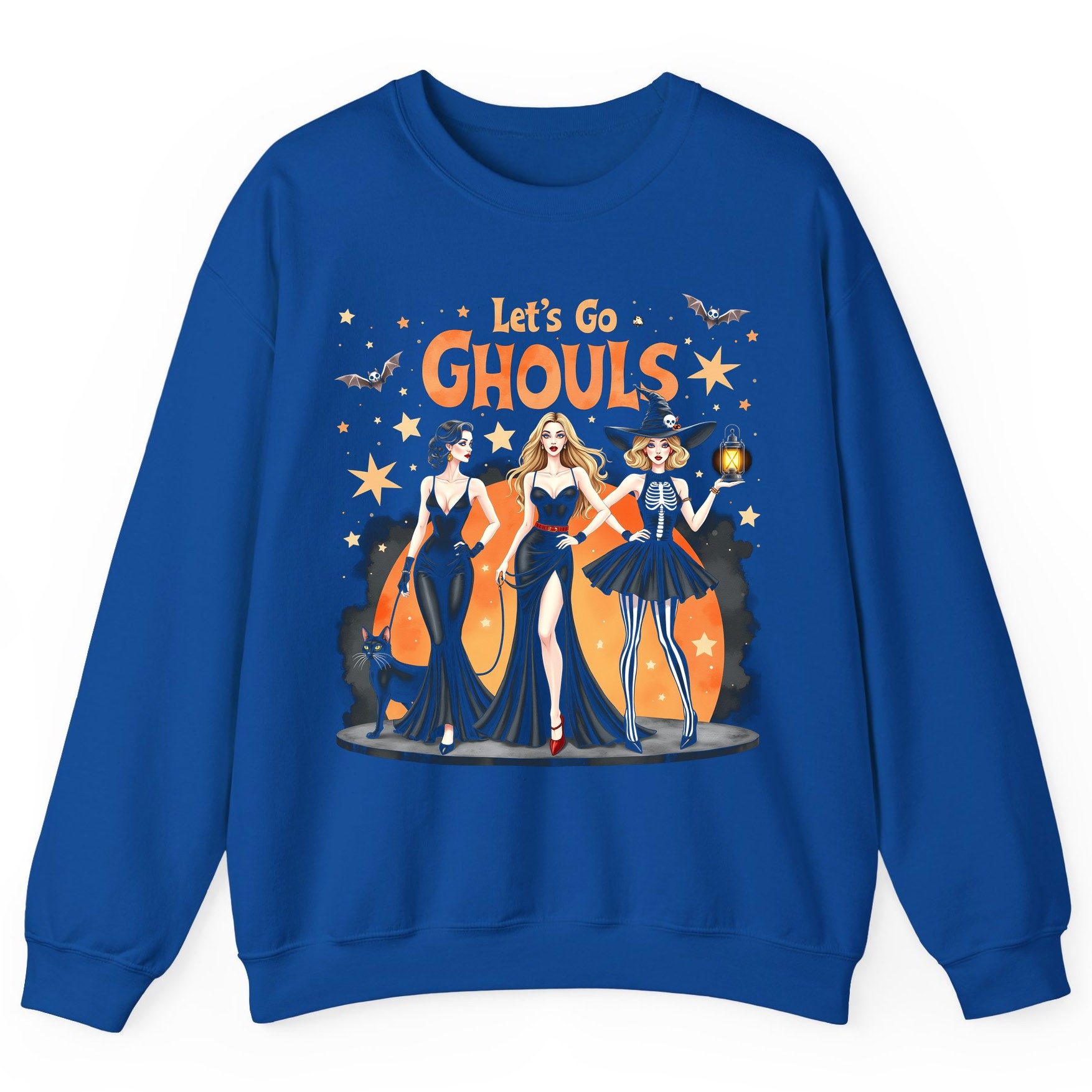 Let's Go Ghouls Halloween women Sweatshirt Royal product mockup