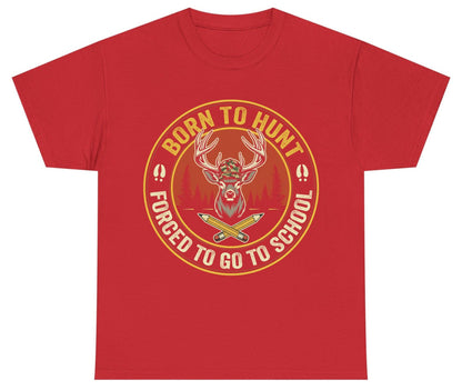 Born to Hunt Forced to Go to School hunting Youth T-Shirt Red product mockup
