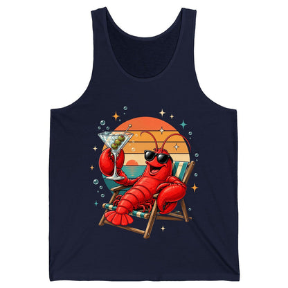 Funny Lobster Drinking Martini lobster Tank Top Navy product mockup