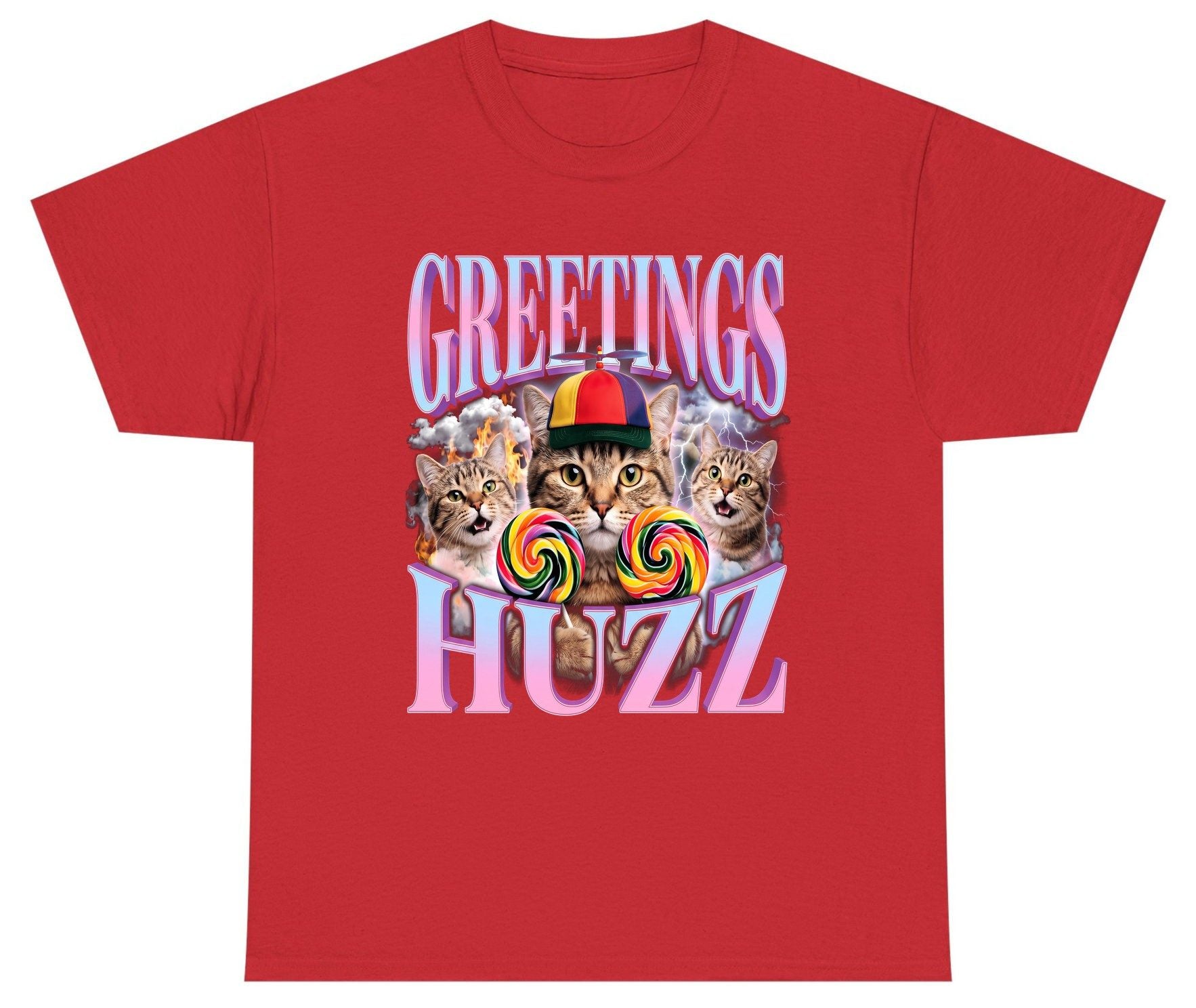 Greetings Huzz Funny Cats Youth T-Shirt - product mockup - Red