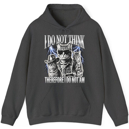 I Do Not Think Therefore I Do Not Am cats Hoodie Dark Heather product mockup