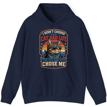 I Didn't Choose the Cat Dad Life the Cat Dad Life Chose Me cat Hoodie Navy product mockup