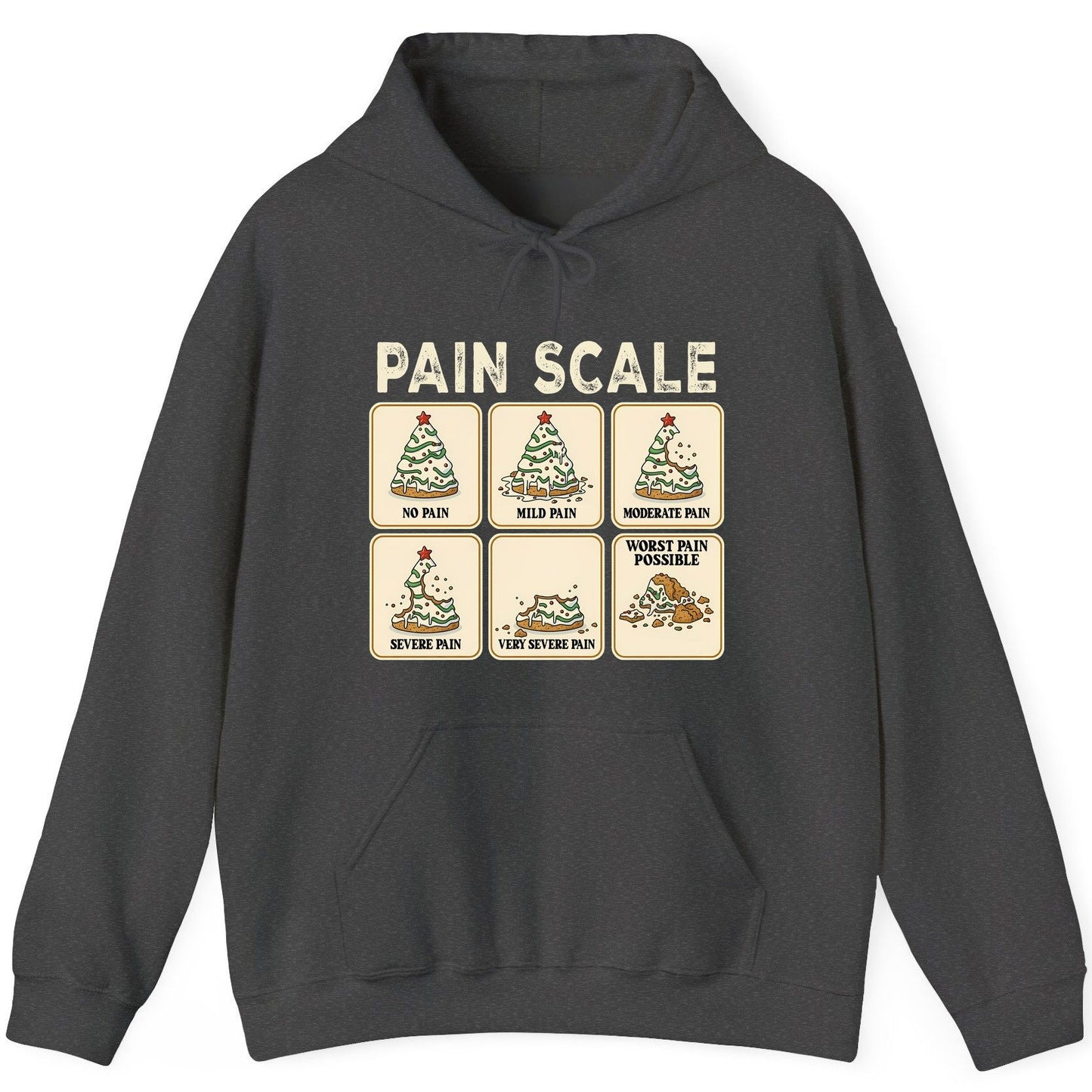 Pain Scale Christmas cookie pain scale Hoodie Dark Heather product mockup