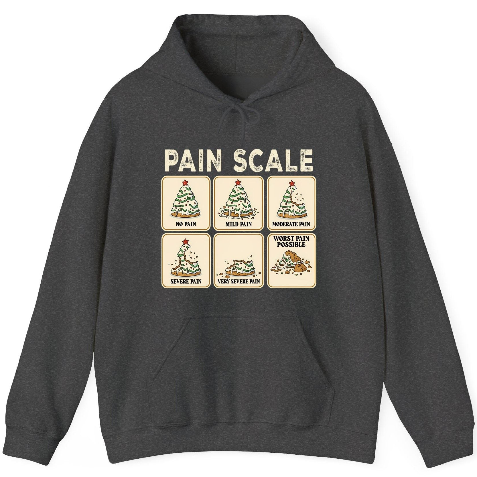 Pain Scale Christmas cookie pain scale Hoodie Dark Heather product mockup