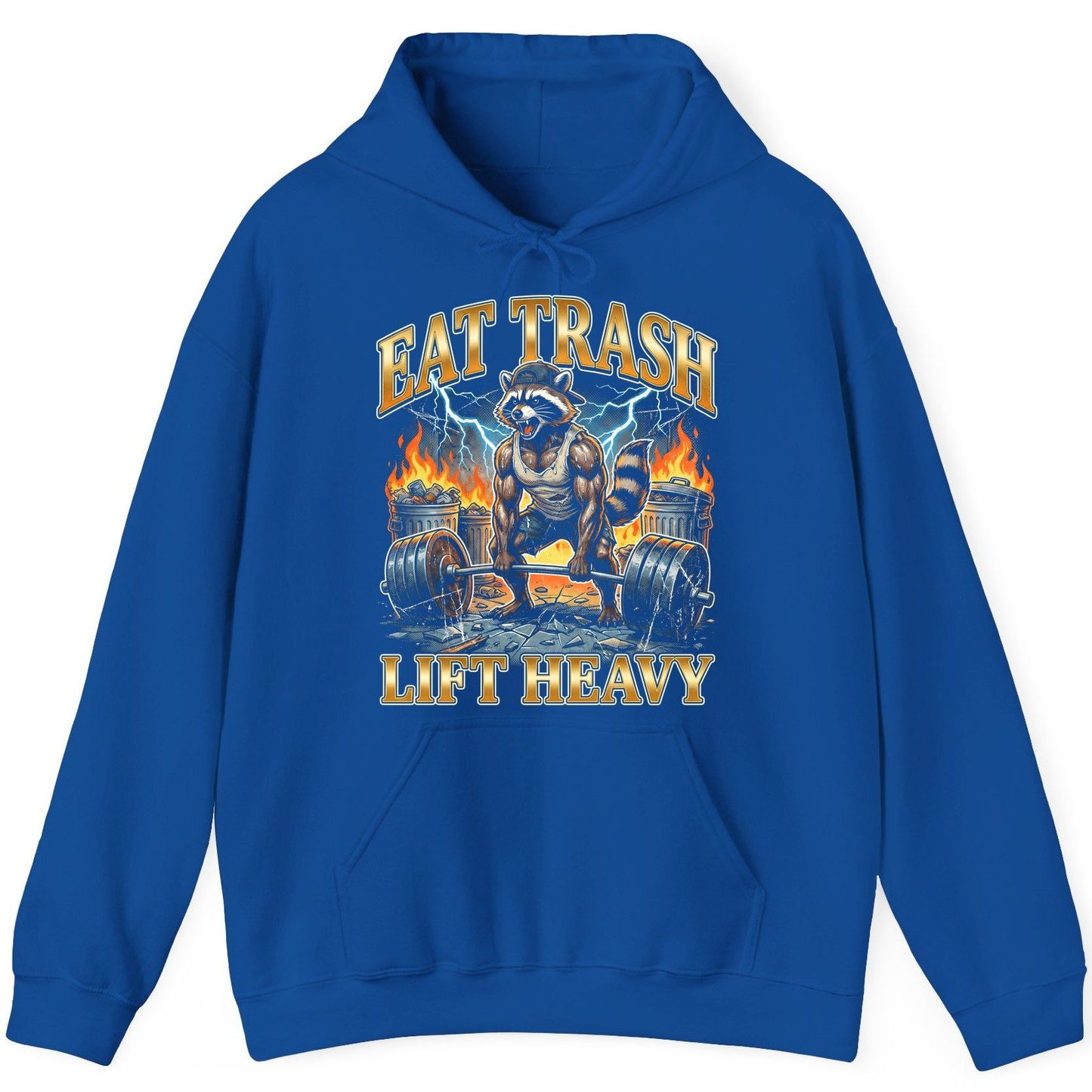 Eat Trash Lift Heavy raccoon Hoodie Royal product mockup