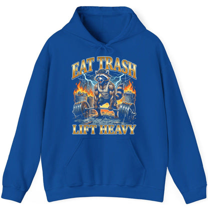 Eat Trash Lift Heavy raccoon Hoodie Royal product mockup