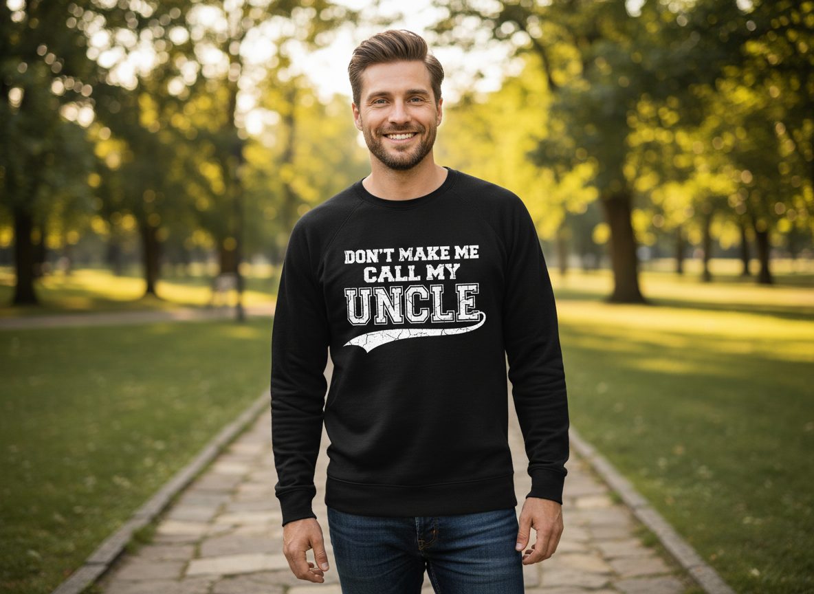 Don't Make Me Use My Uncle Voice uncle Sweatshirt Black lifestyle mockup