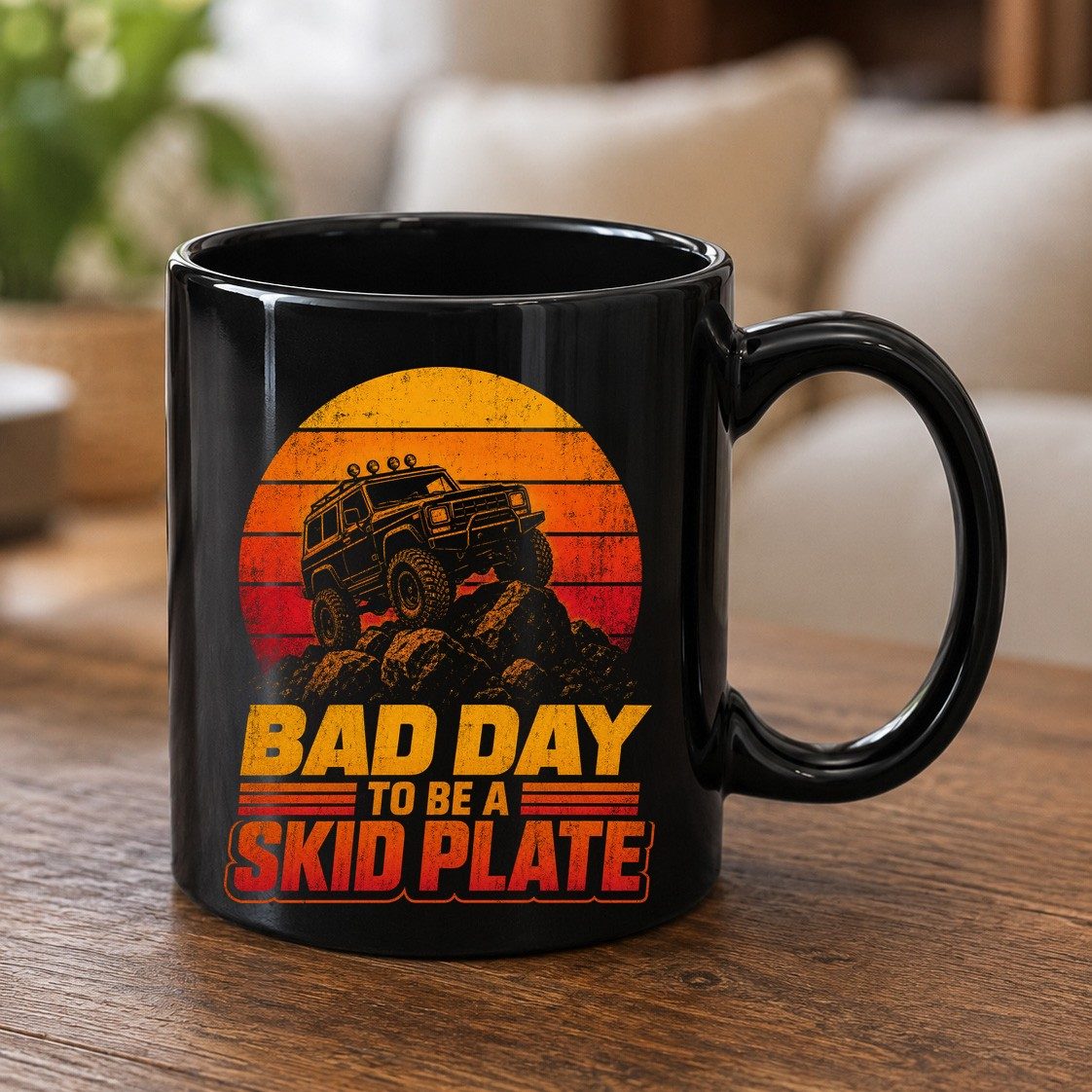 Bad Day to Be a Skid Plate Funny Off-Roading Black Mug - product mockup - Black
