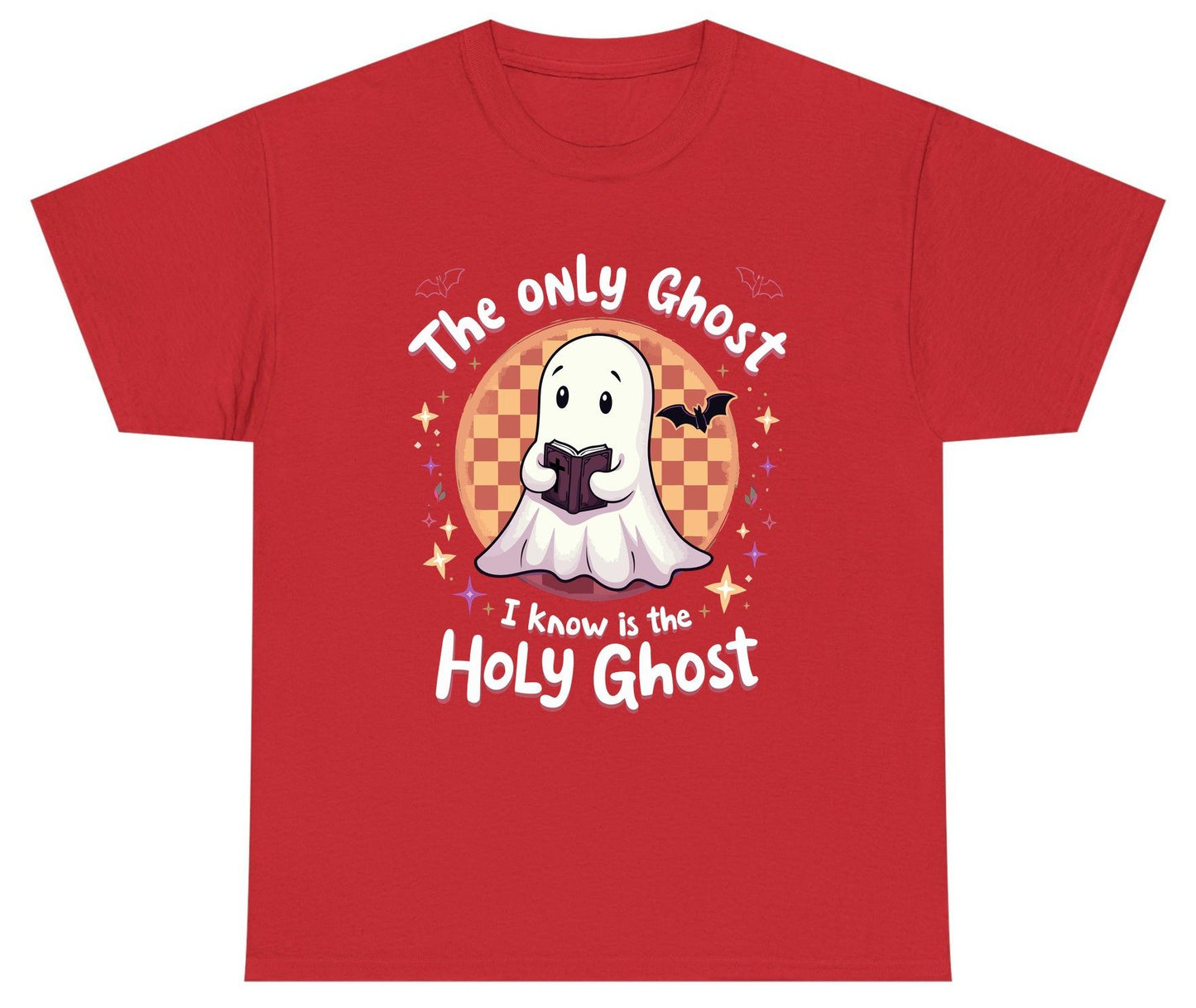 The Only Ghost I Know Is the Holy Ghost christian Halloween Youth T-Shirt Red product mockup