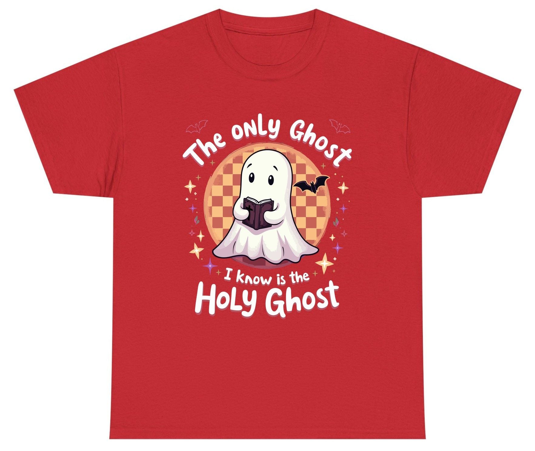 The Only Ghost I Know Is the Holy Ghost christian Halloween Youth T-Shirt Red product mockup