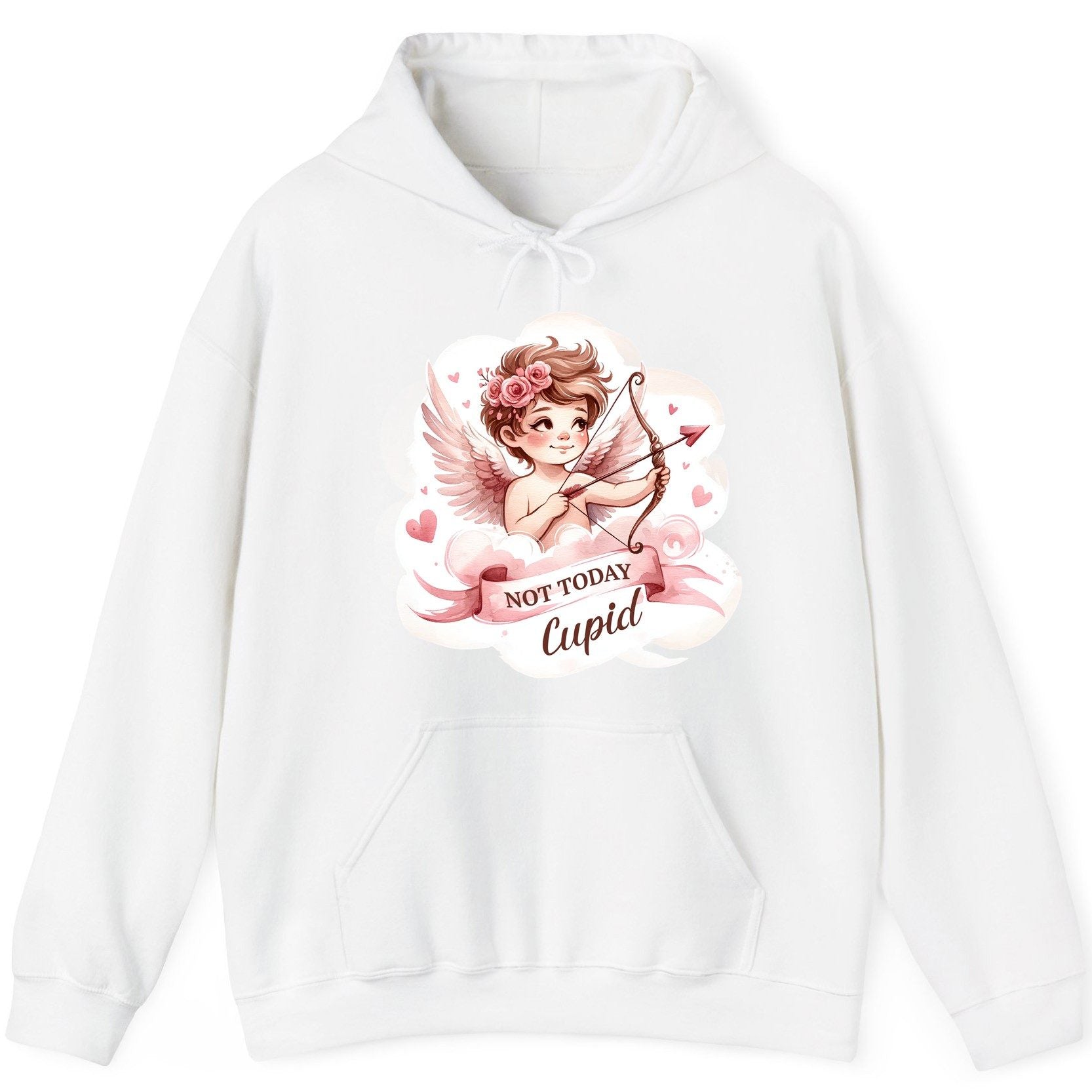 Not Today Cupid cupid Hoodie White product mockup