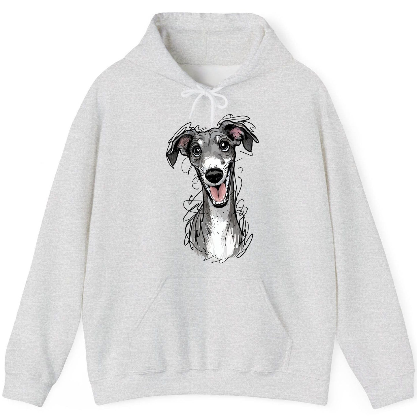 Smiling Greyhound Caricature greyhound Hoodie Ash product mockup
