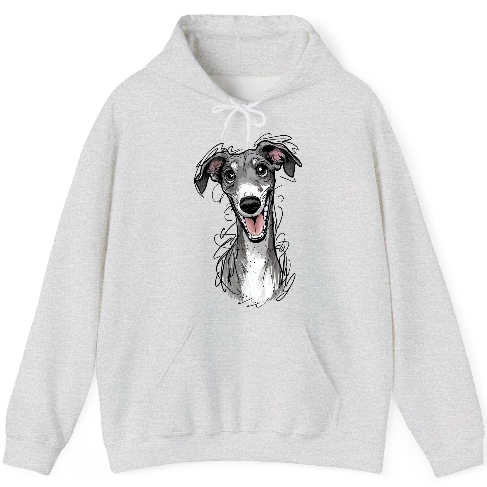 Smiling Greyhound Caricature greyhound Hoodie Ash product mockup