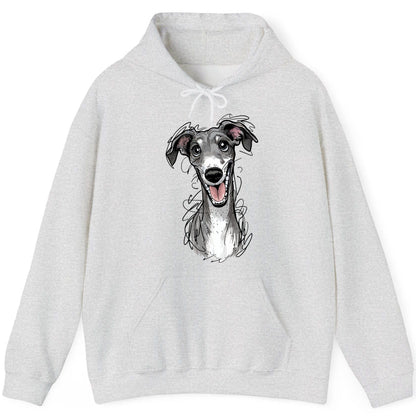 Smiling Greyhound Caricature greyhound Hoodie Ash product mockup
