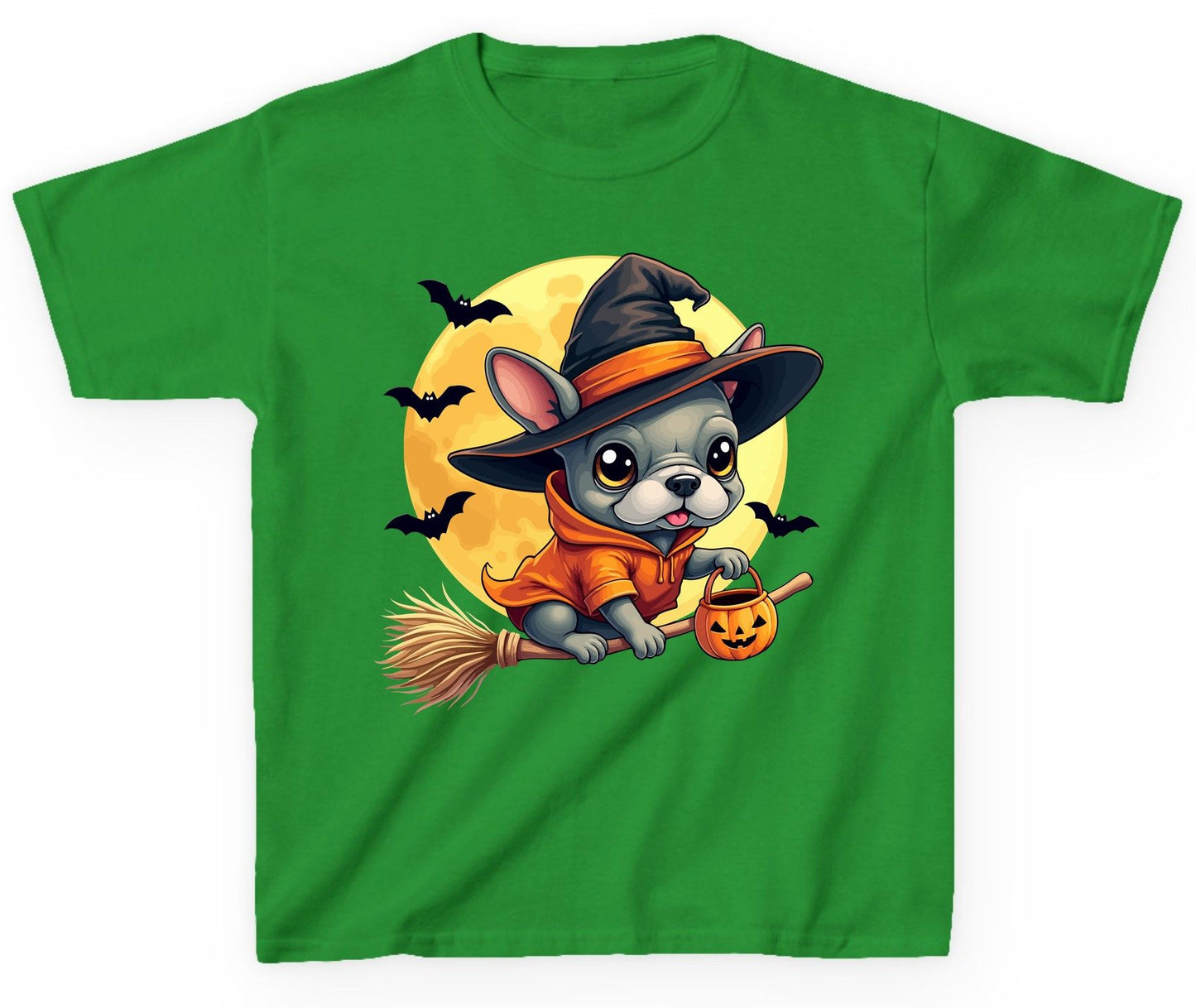 Cute Witch French Bulldog french bulldog Youth T-Shirt Irish Green product mockup