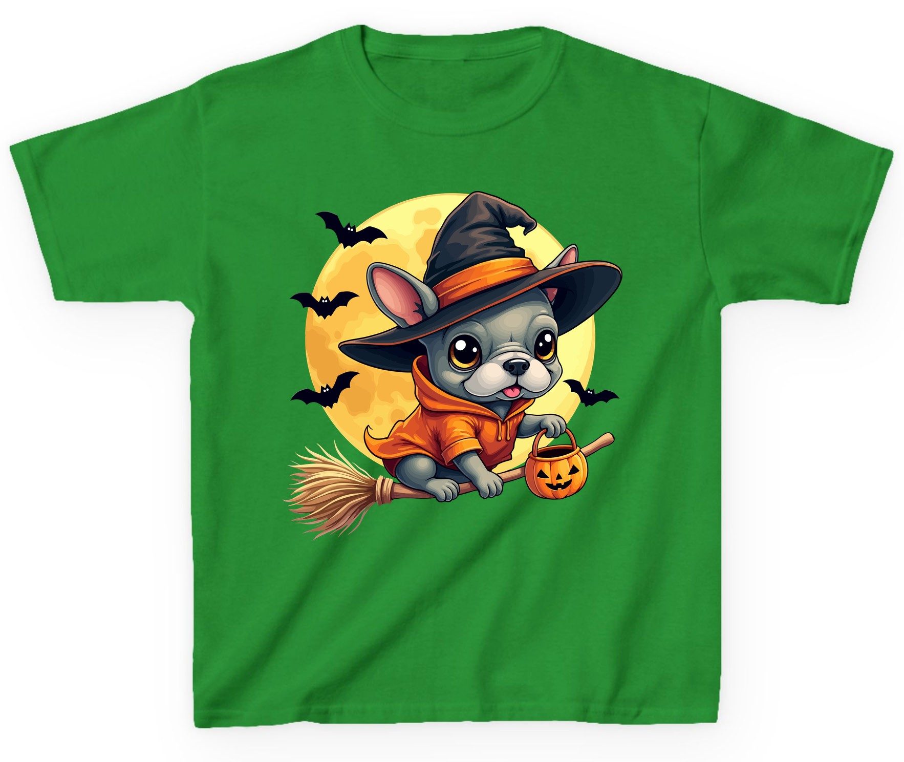 Cute Witch French Bulldog french bulldog Youth T-Shirt Irish Green product mockup