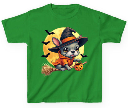Cute Witch French Bulldog french bulldog Youth T-Shirt Irish Green product mockup