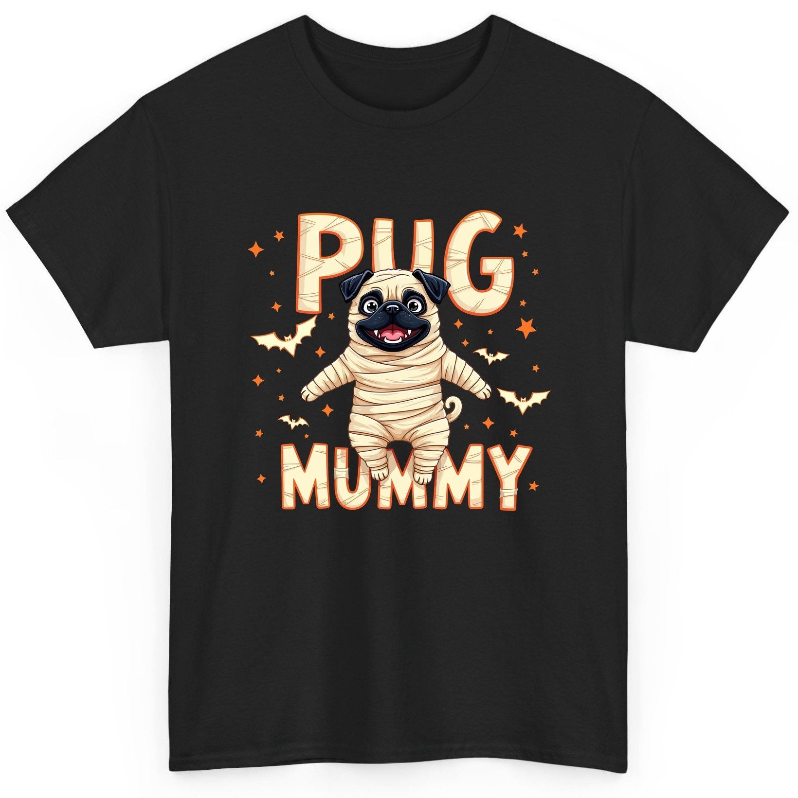 Pug Mummy pug T-Shirt Black product mockup