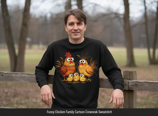Funny Chicken Family chicken family Sweatshirt Black lifestyle mockup