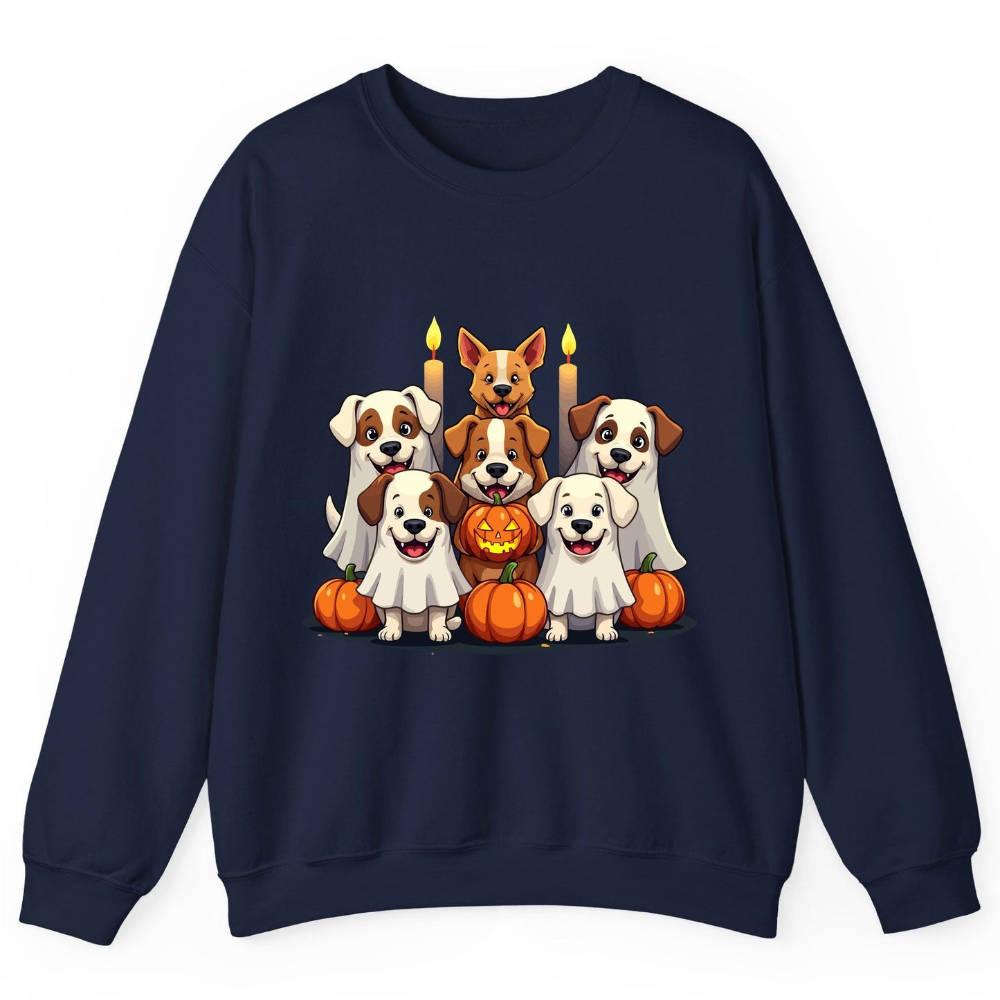 Cute Ghost Dogs Halloween Halloween dogs Sweatshirt Navy product mockup