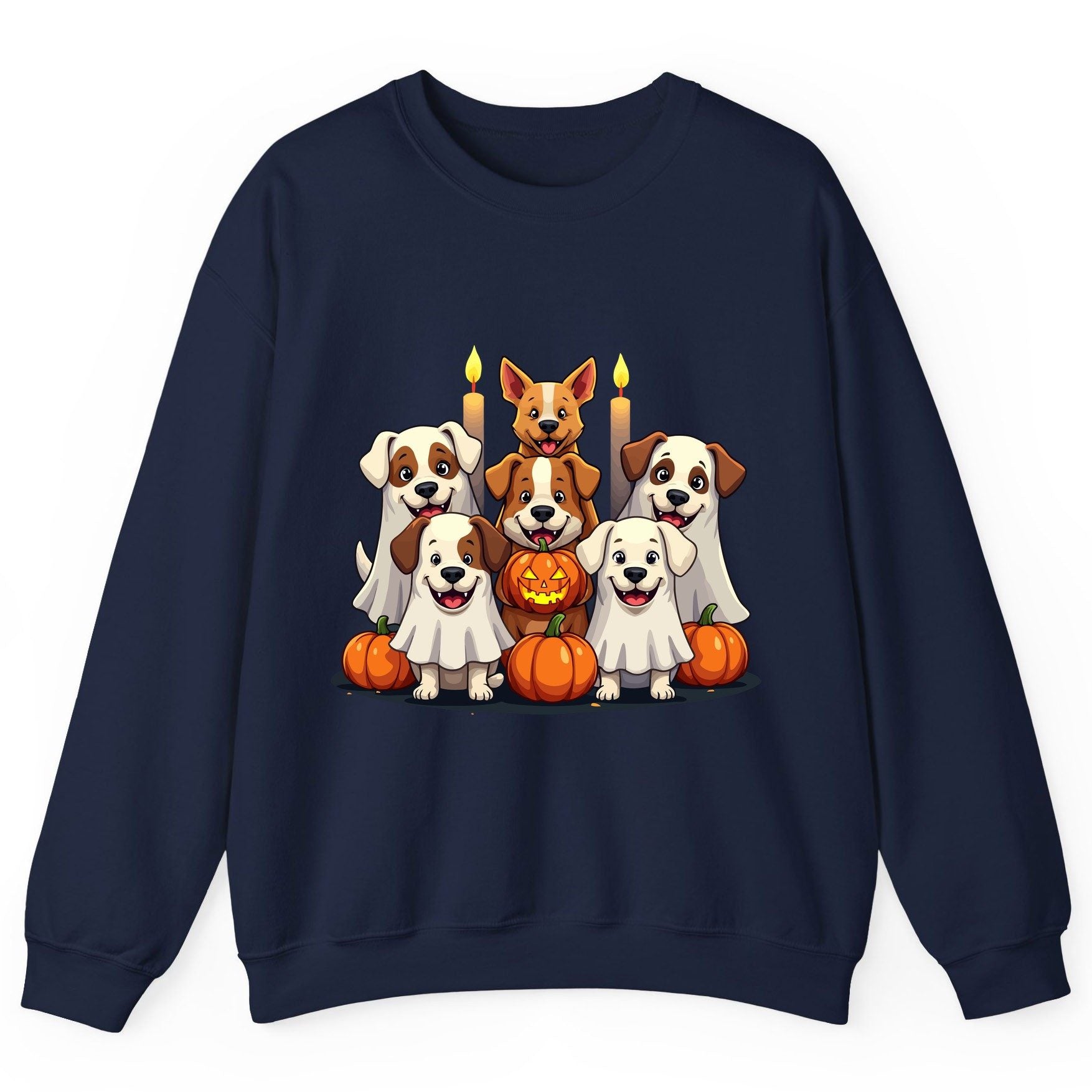 Cute Ghost Dogs Halloween Halloween dogs Sweatshirt Navy product mockup