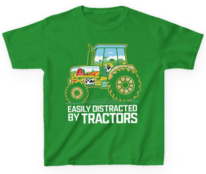 Easily Distracted by Tractors farming Youth T-Shirt Irish Green product mockup
