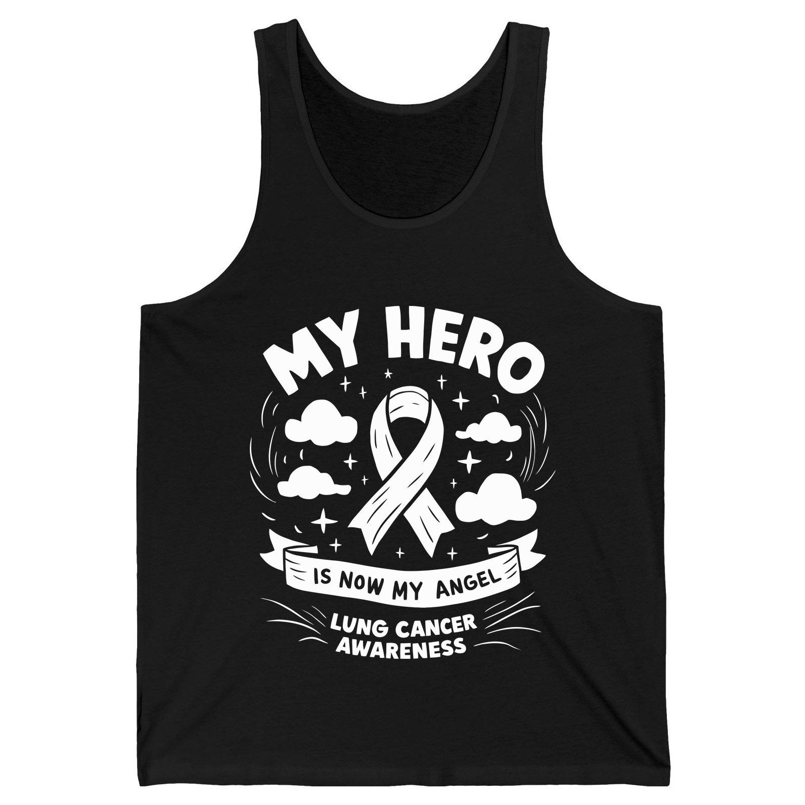 My Hero Is Now My Angel Lung Cancer Awareness lung cancer awareness Tank Top Black product mockup