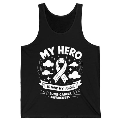 My Hero Is Now My Angel Lung Cancer Awareness lung cancer awareness Tank Top Black product mockup