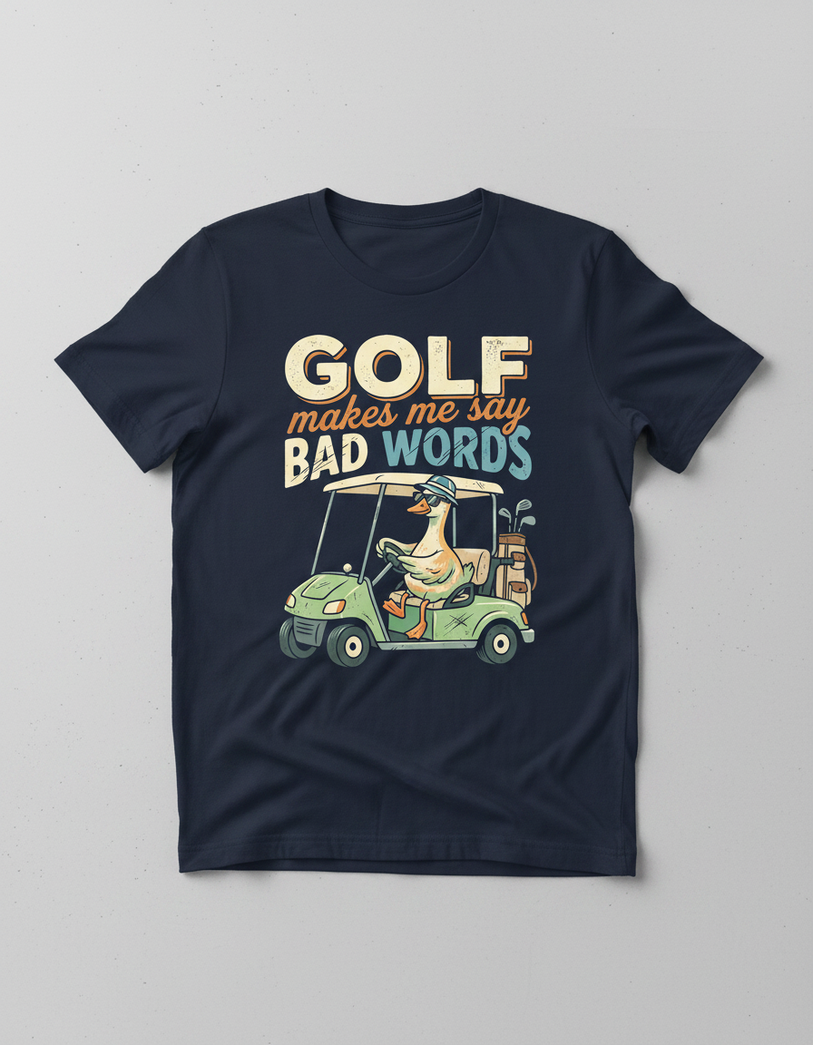 Funny Golf Duck Makes Me Say Bad Words T-Shirt - Navy