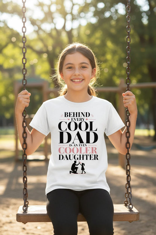 Behind Every Cool Dad Is an Even Cooler Daughter father and daughter Youth T-Shirt White lifestyle mockup