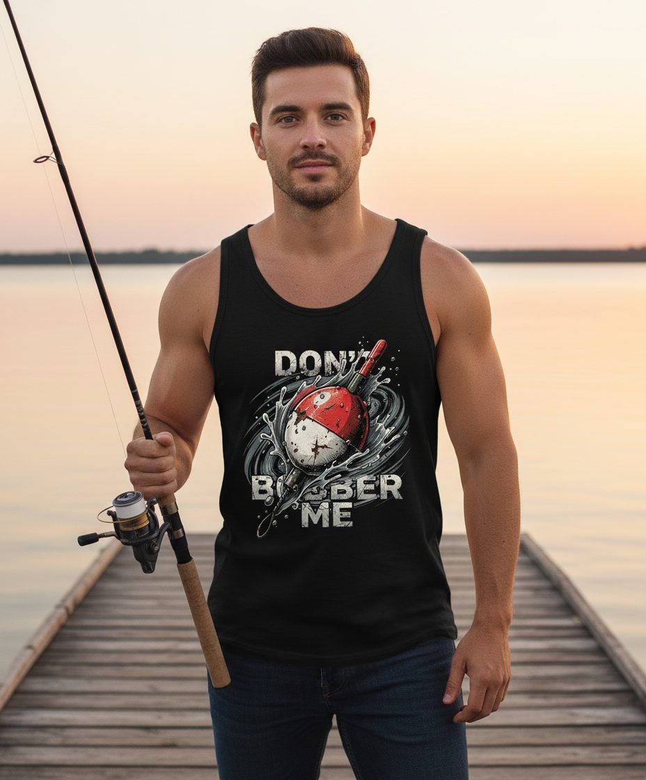 Don't Bobber Me fishing Tank Top Black lifestyle mockup