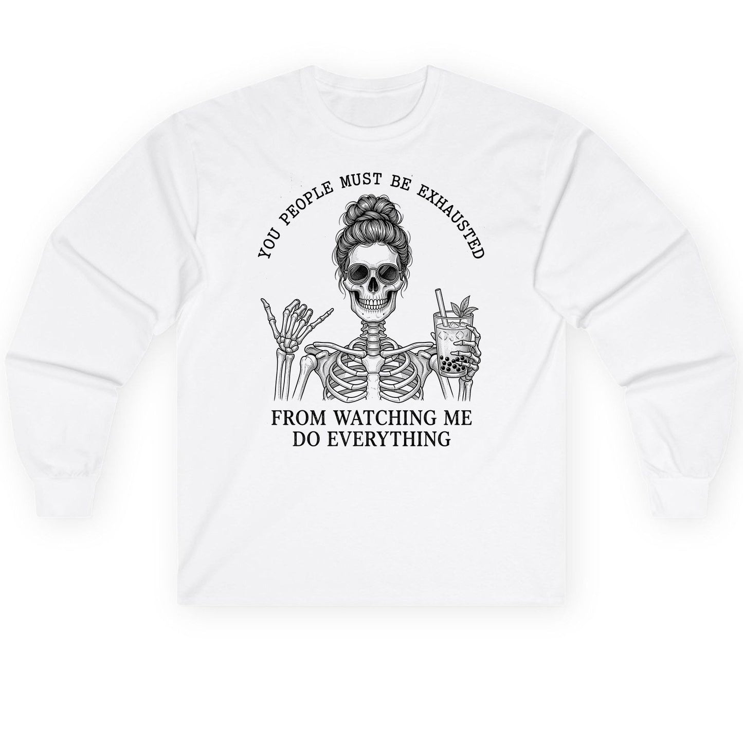 Solid Black Minimalist Minimalists Long Sleeve Tee - product mockup - White