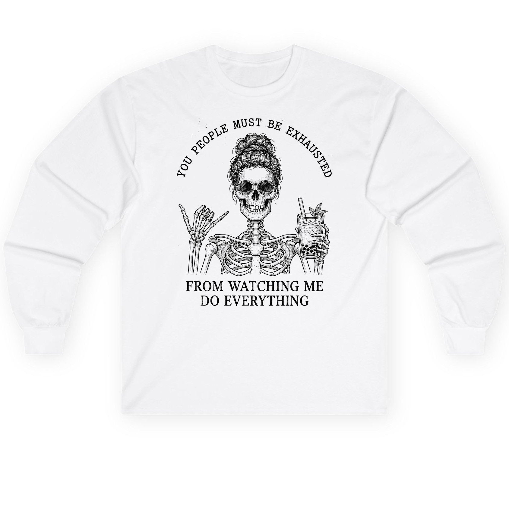 Solid Black Minimalist Minimalists Long Sleeve Tee - product mockup - White
