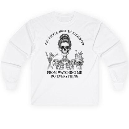 Solid Black Minimalist Minimalists Long Sleeve Tee - product mockup - White