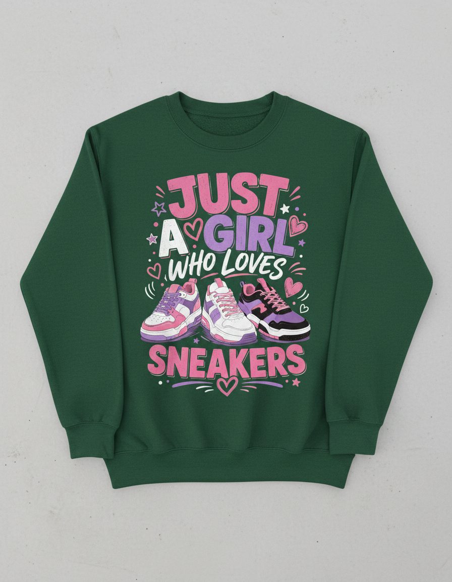 Sneakers Sneakerhead Girls Sweatshirt - product mockup - Forest Green
