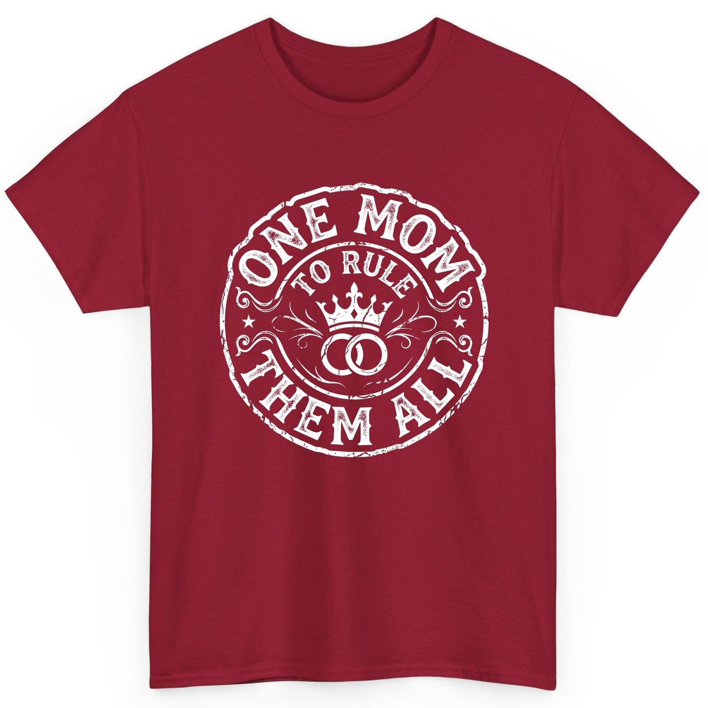 One Mom to Rule Them All Funny Moms T-Shirt - product mockup - Cardinal Red